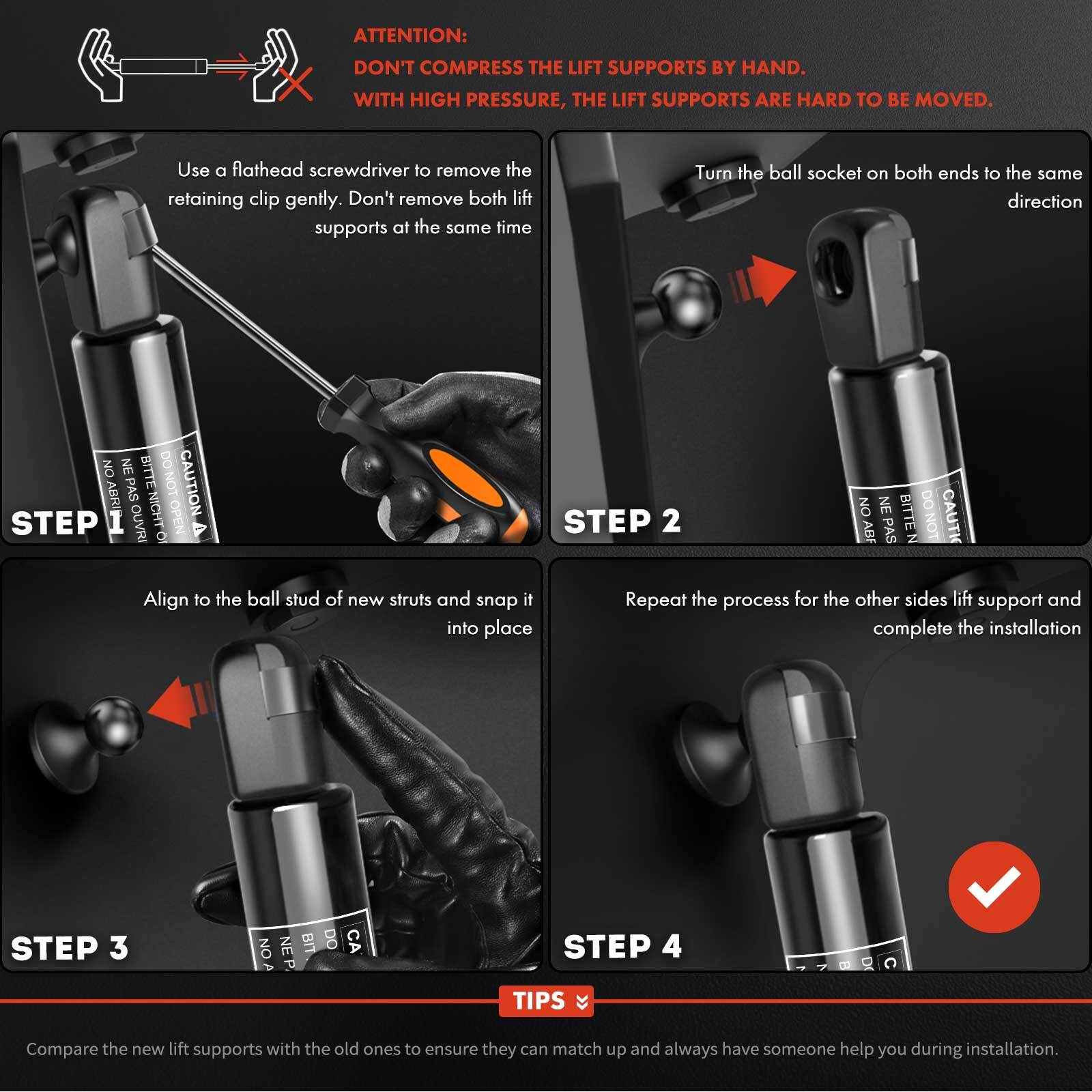 Rear Boot Gas Struts For Chevrolet For Volt 5-door Liftback 2010-2015