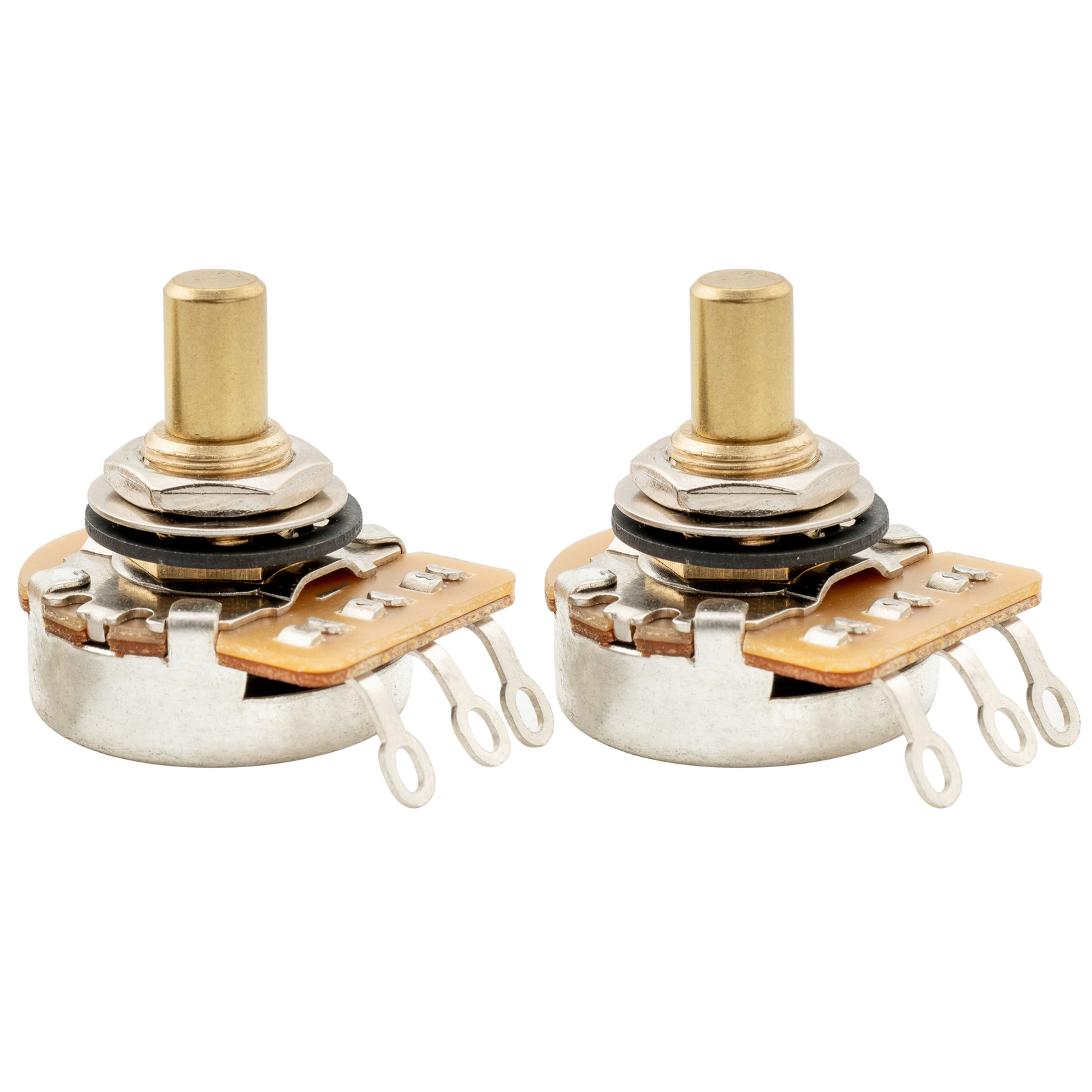 Musiclily Pro 2Pcs A250K Brass Inch Solid Shaft Audio Taper Guitar Potentiometer