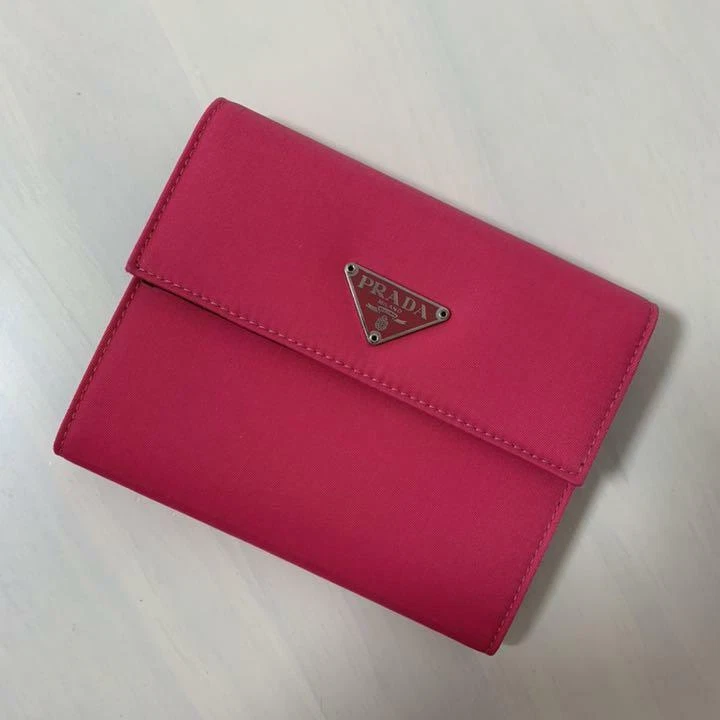 Prada saffiano tri fold wallet sale