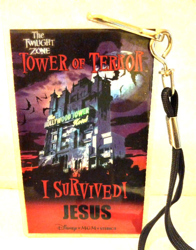 VTG DISNEY MGM TICKET PASS W/ LANYARD TWILIGHT ZONE TOWER OF TERROR I SURVIVED - Picture 1 of 2