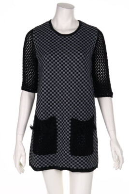 AKEP Mini Dress Patch Pockets 40 = D 36 black light grey NEW