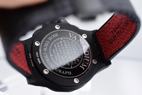 Vanadium Uhr Herren schwarz Kohlefaser Zifferblatt Chronograph Garantie Swiss Made Neu - Bild 7 von 12