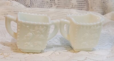 Vintage WESTMORELAND Square Grape Pattern Cream Sugar