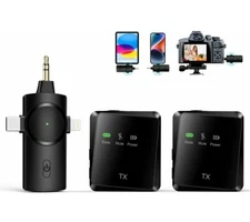 Jostart Wireless Mic Plug N Play 2-Pack Lavalier Microphone New 