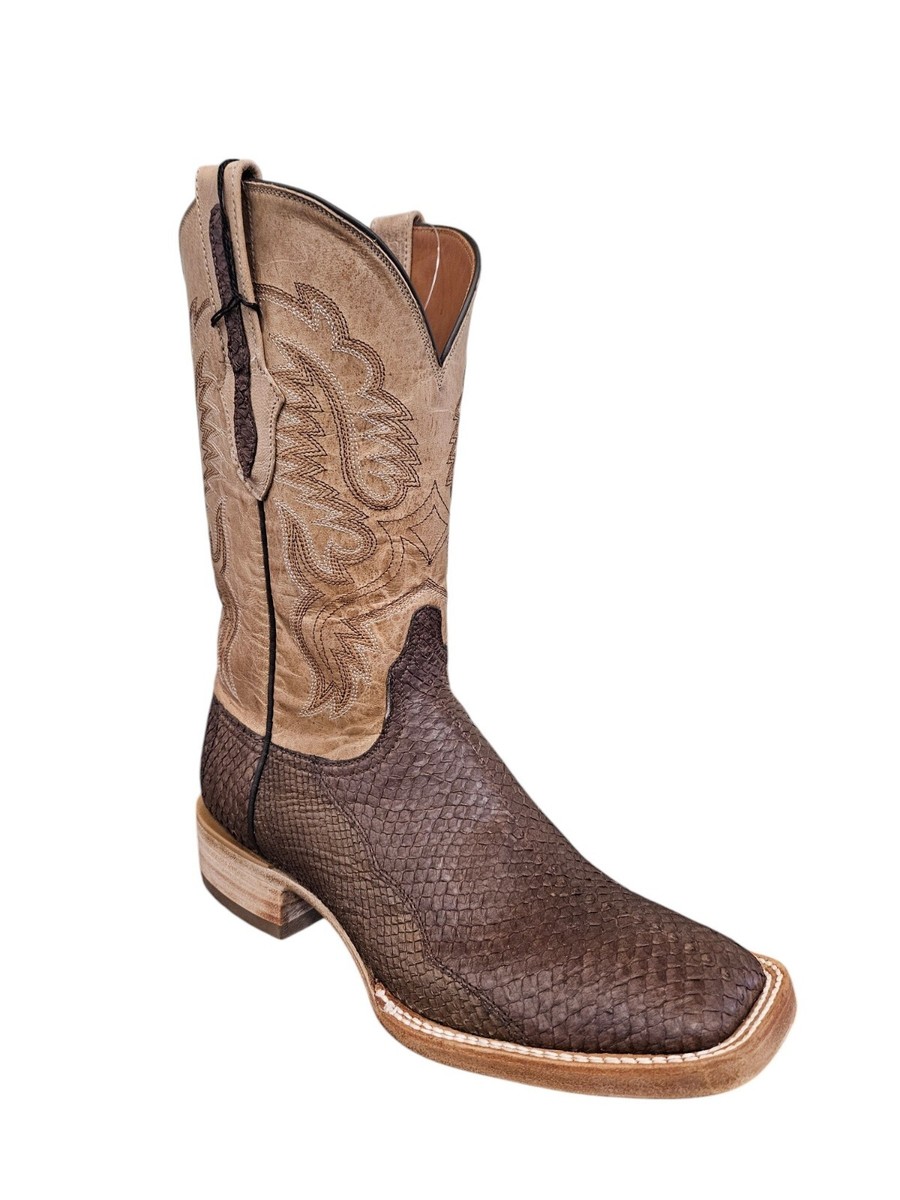 MEN'S BLACK JACK BROWN SALMON EXOTICS WESTERN BOOTS BR9700-96 | eBay