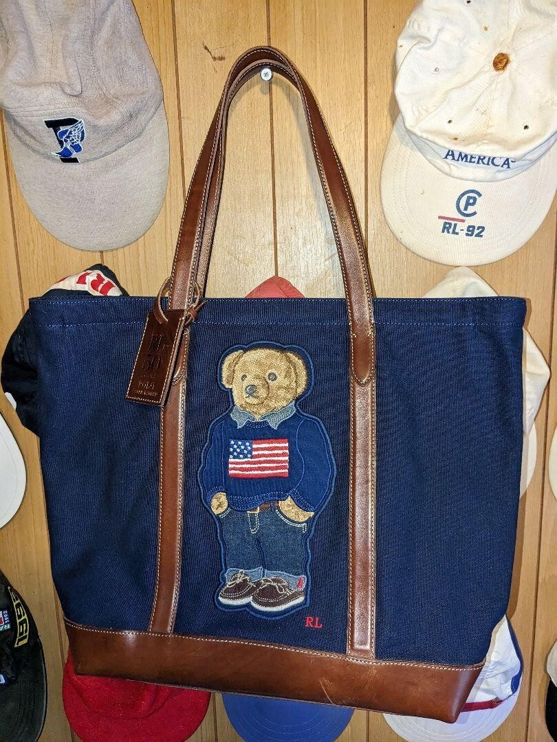 【希少レア】Vintage Ralph Lauren Polo Bear Bag SALE! Ralph Lauren Polo Bear Drawstrong Backpack Authentic
