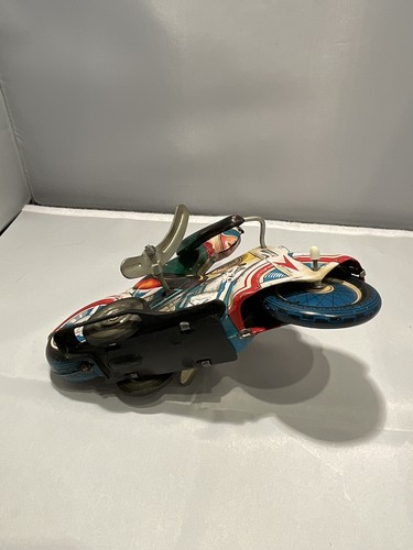 Vintage Motorcycle Bike Wind Up Toy Litho Toy MS 702 Made in China - Picture 7 of 7