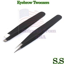 Sharp Stainless Steel Eyebrow Plucking Hair Removal INGROWN Beauty Tweezers Kit