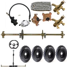 29" Go Kart Rear Axle Kit Front Steering Assembly Wheels for Quad ATV Golf Cart