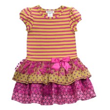 Rare Editions Little Girl's Purple Olive Green Striped Tutu Dress NWT