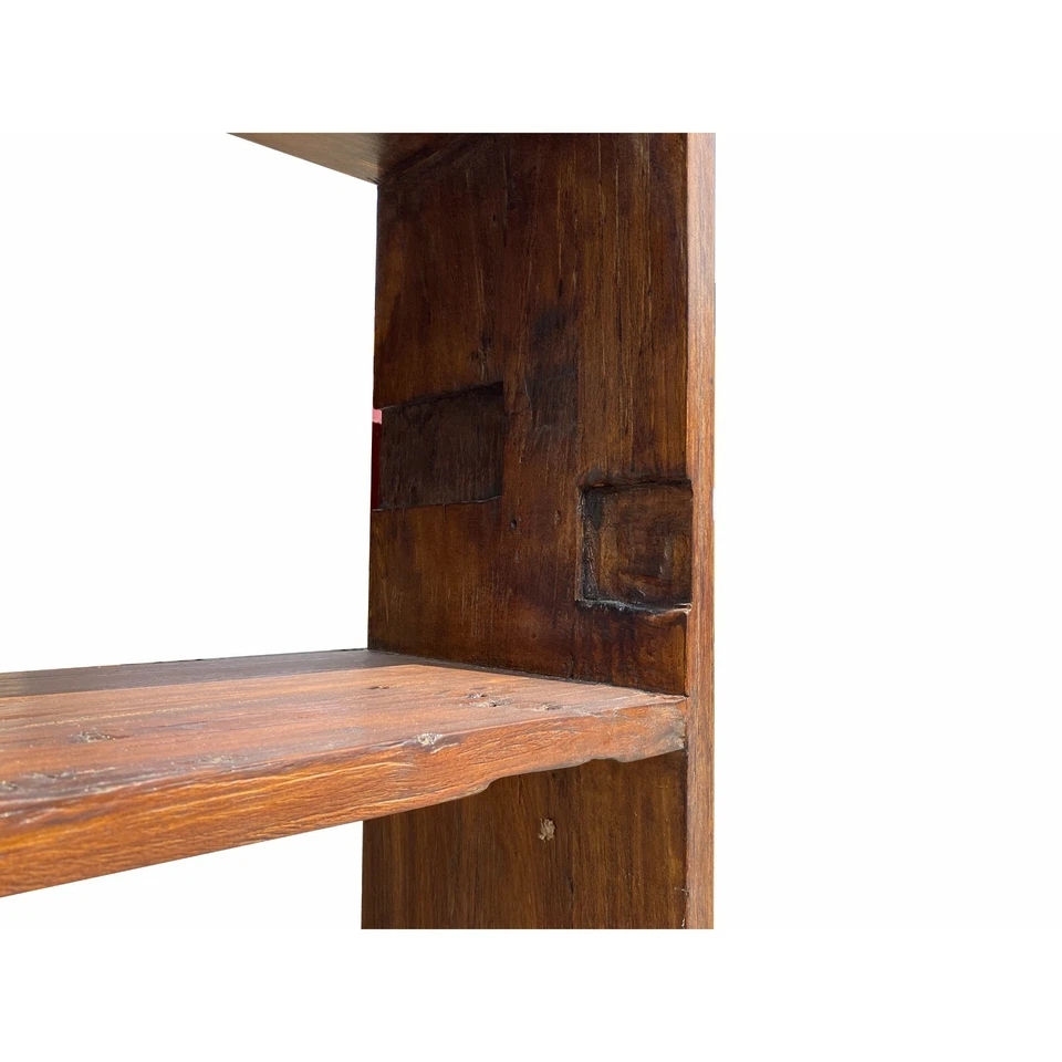 Estante abierto de madera antigua cruda rústica marrón estantería vitrina cs6932 Foto 4 de 4