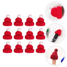 12PCS Mini Santa Hats Small Santa Hats Craft Knitting Hats Decor Wine Bottle