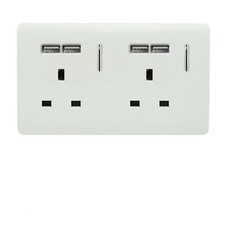 Image of Trendi 2 Gang 13 Amp 4 x 2.1mA USB Switched Plug Socket White ART-SKT213USBWH