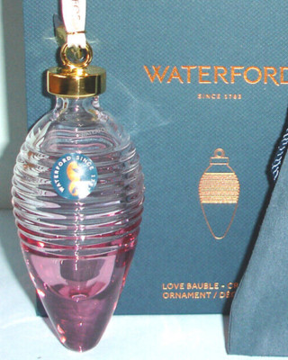 Waterford Crystal Lismore LOVE Bauble Drop Cranberry Christmas Ornament 5'' New