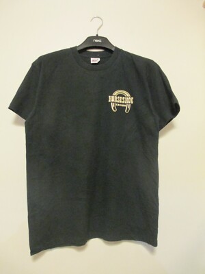 Vintage 90er Einzelnaht T-Shirt Herren Large schwarz Hufeisen Casino Amboss USA
