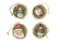 4Er Set AnhäNger Baumscheibe Glitzer Baumschmuck Fensterschmuck H.: 8,5Cm