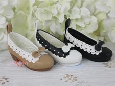 1/4MSD 1/3SD BJD Shoes Flat Heels Student PU Leather Shoes Khaki/White/Black B G