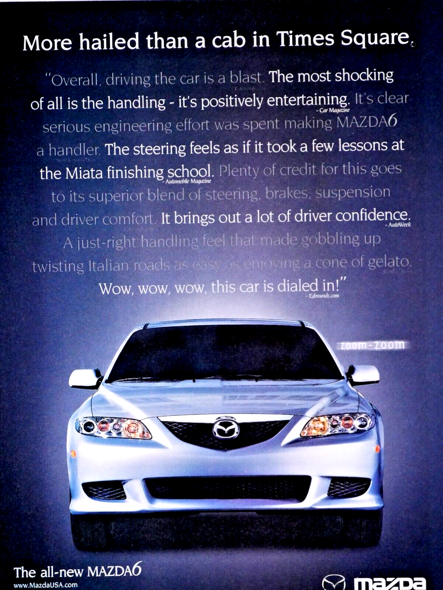 2002 Mazda 6 Original Magazine Print Ad 8.5 x 11
