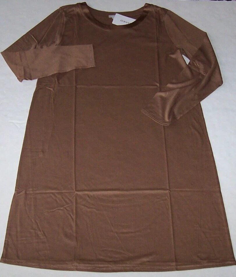 NWT Hanro $240 Grand Central WALNUT GOLD Modal/Silk Knit 38" Nightgown S LUXE - Image 4 of 4