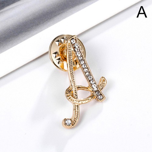 Women Shiny Crystal Rhinestones 26 Letters Brooch Pin Jewelry Wedding/Party Gift - Picture 11 of 34