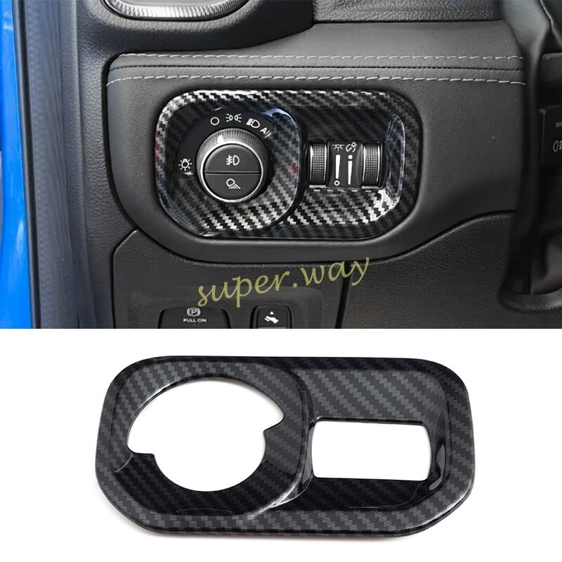 For 2019-2024 Ram 1500 Carbon Fiber Dashboard Fog Light Switch Trims Accessories