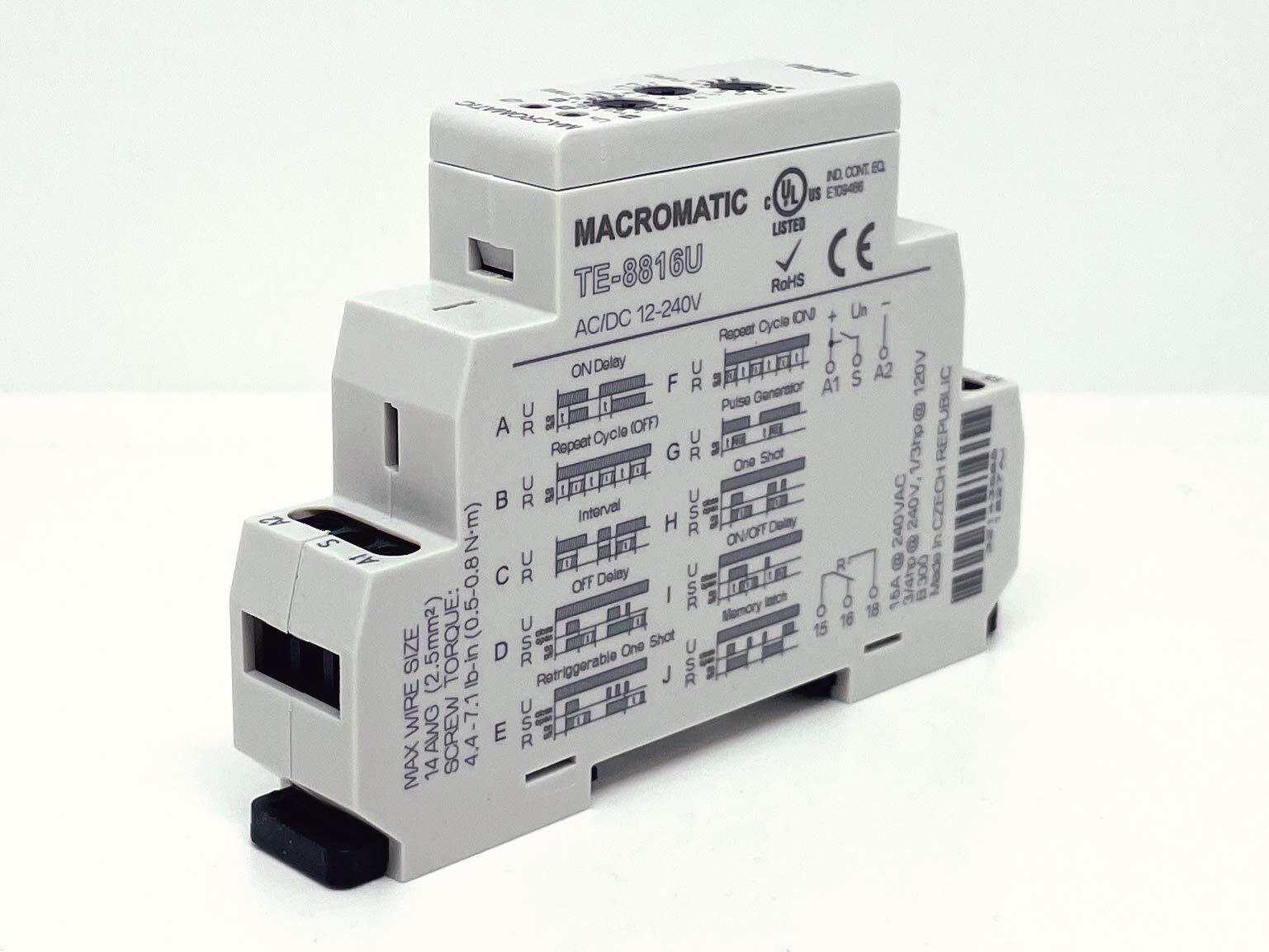 Time Delay Rlay, 12 to 240Vac/Dc, 15A, Spdt