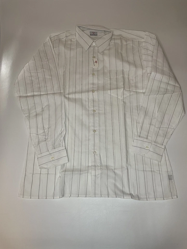 NUEVO CON ETIQUETAS Camisa de Vestir Gianni Bellini Para Hombres 16 Pulgadas 41 Cm Rayas Blancas Bolsillo Diamante Foto 3 de 4