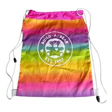 Build A Bear Drawstring Bear Carrier Bag Bookbag Rainbow Plush Toy Accessories