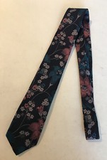 Bugle Boy Mens Skinny Blk Floral Tie pre-owned