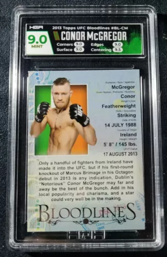2013 TOPPS UFC BLOODLINES #BL-CM HGA 💎9.0 MINT💎 🍀CONOR MCGREGOR  ROOKIE🍀