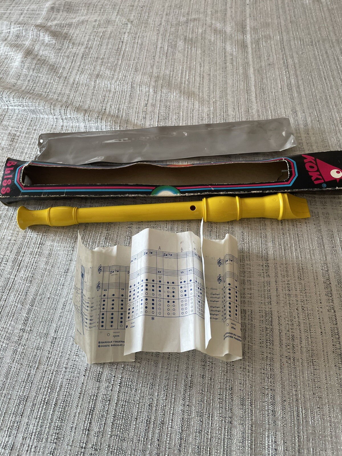 VTG KoKi Bliss Musical Instrument Plastic Yellow Flute Recorder Made