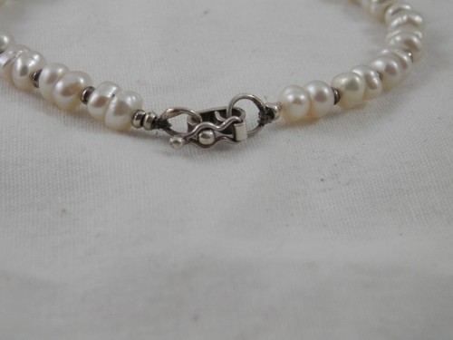 Genuine Pearl Bracelet Sterling Silver 950 7.5" - Picture 2 of 6