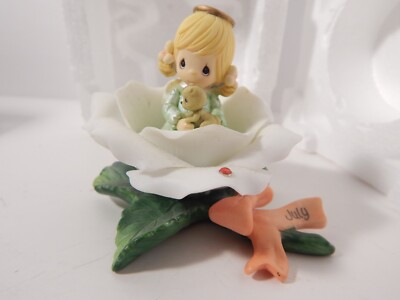 Vintage Precious Moments July Flower Blossoms Angel Figurine 2003
