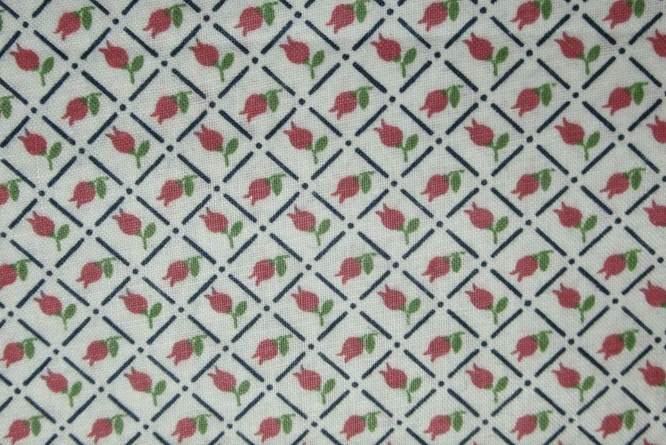 Concord Fabrics Poly Cotton FAT QUARTER Pink Tulip Flowers White Diamonds - Image 4 of 4