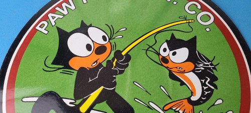 Vintage Paw Paw Bait Sign - Felix Cat Fishing Gas Service Sign - Picture 2 of 15
