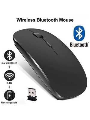 Wireless Bluetooth Mouse Silent Optical Mouse for Laptop Tablet - BLACK
