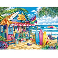 500 Piece Beach Surf Shack Puzzle 20.5x15 Adult Jigsaw Challenging Cardboard