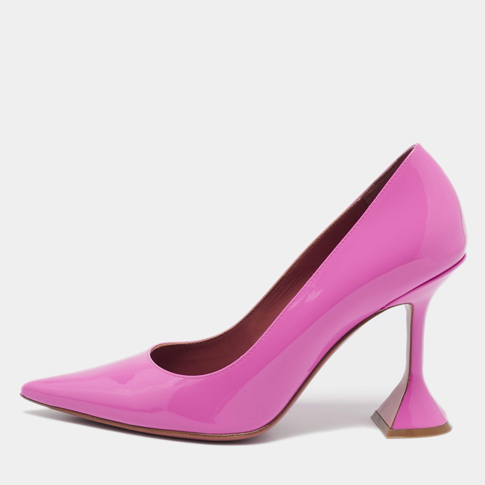 Amina Muaddi Pink Patent Leather Ami Pumps Size 38