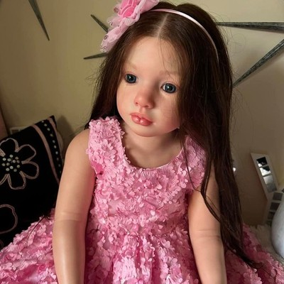 40'' Unfinished Reborn Doll Painted Kit Toddler GirlLong Hair with Cloth DIY Part