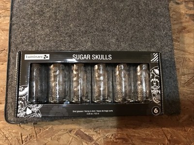 Luminarc Sugar Skulls Satin Etched Shot Glass, 2.25 Oz, Pack of 6