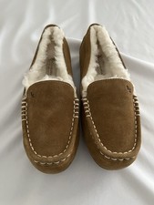Koolaburra by UGG Womens Brown Suede Faux Fur Lined Moc Slippers USA 6 UK 4 NEW