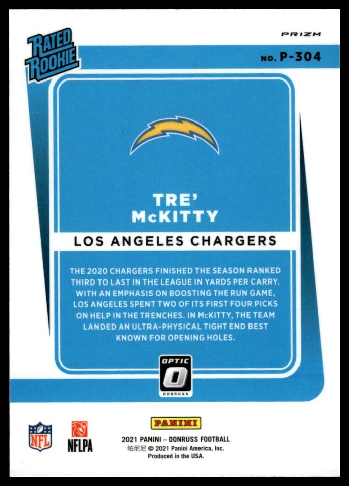 2021 Donruss #P-304 Tre' McKitty Optic Rated Rookie Preview Pink - Image 2 of 2
