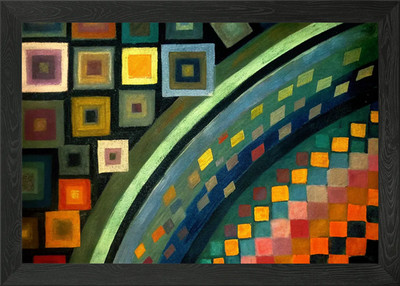 Quadrate mit konzentrischen Kreisen von gerahmtem Wandbild Poster Leinwanddruck Bild