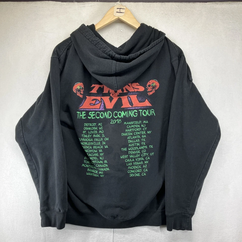 Sudadera con capucha Marilyn Manson Rob Zombie Twins of Evil 2018 Tour mediana cremallera completa Foto 2 de 4
