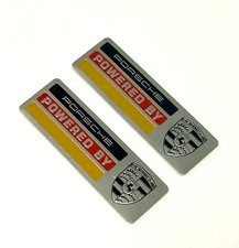 2 Pcs Decorative Aluminum Emblem Sticker Powered By Porsche