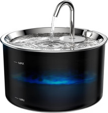 Cat Water Fountain Stainless Steel Lid, Corded 3L/101Oz Pet Water Fountain, Dog
