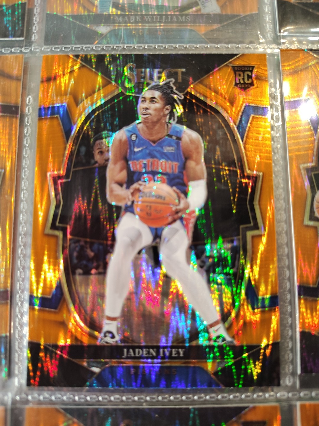 2022-23 Panini Select Jaden Ivey Concourse Orange Flash Prizm RC #87 - Pistons