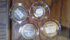 Lot of 4 Casino $10 Silver Strike Strikes .600 per ounce of .999 each (017)