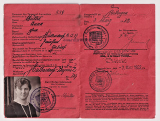 1932 Saar Gebiet Personal Ausweis Carte d`identité Pass mit Foto Bettingen