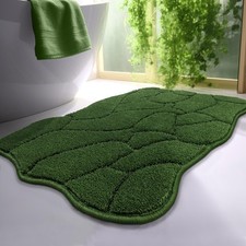 Scalloped Microfiber Non Slip Bathroom Bath Mat 32x20 In Forest Green Soft